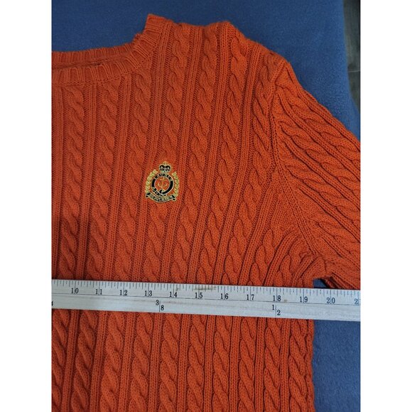 Lauren Ralph Lauren LG Crew Cable Knit Sweater Chunky Preppy Academia Orange - Picture 5 of 9